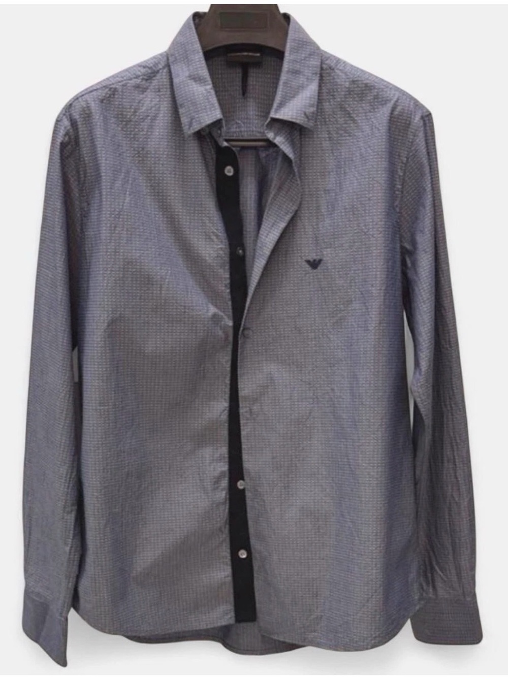 Emporio Armani Men's Shirt Slim Fit XXL Blue Geometric Long Sleeve